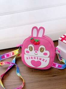 1pc Crossbody Bag, New Cartoon Cute Strawberry Bunny Bag PU Shoulder Crossbody Bag Korean Version Of Casual Crossbody Bag Coin Purse. Suitable For Daily Use, Going Out, Shopping, Leisure And Entertainment, Travel, Vacation And Shopping For Teenagers. Best Gift, Birthday Gift. - Crossbody Bags - View 6