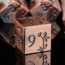 7pcs Metal Flower Dice, Heavy-Duty Polyhedral Dice Set, Suitable For , RPG, Tabletop Role-Playing Games, Christmas, Thanksgiving, Birthday Gift - Multicolor - View 11