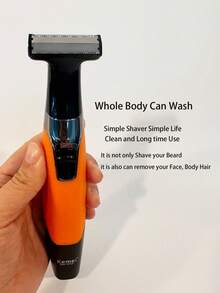 Kemei KM-1910 Eletric Shaver For Beard Styling Trimmer Fast Hair Remover Low Noise Smooth Touch Skin Shaver Face Care Body Shaving Machine Painless Remover Waterproof With 1 Set Extra Blade - 橘色 - 查看 9