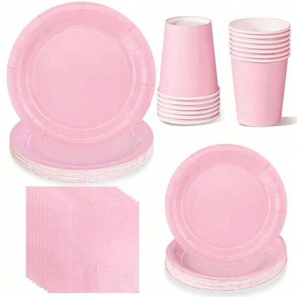 10pcs/20pcs/50pcs,LightPink PaperPlates And Napkins, Pink Disposable Plates Suit Pink Tableware, Pink Party Decorations Bath Graduate Day Party Supplies Paper Tray Dinner Dessert Tray Decorative Paper Tray Bulk Party, Holiday, Picnic Mother's Day Graduation