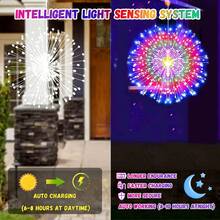90/150/200 Luces solares LED tipo fuegos artificiales, 8 modos, lámpara solar colgante resistente al agua, adecuada para pérgola/jardín/fiesta/boda/decoración navideña, aplicable para diversos festivales, Navidad, Halloween, temporada de graduación y talla grande - Negro - Ver 4