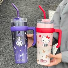 1 pezzo Bottiglia d'acqua isolata carina da 40 once/1,2 litri in acciaio inossidabile 304 con accessori in silicone, tazza da caffè e tumbler con motivo  rosa,  e Cinnamoroll, adatta per scuola, ufficio, infermieri e insegnanti, articoli autorizzati . Articoli per il ritorno a scuola