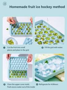 Molde de cubitos de hielo redondos con tapa, molde para hacer bolas de hielo para congelador con recipiente mini circular, molde para hacer cubitos de hielo, 33 piezas para refrescar cócteles, whisky, té y café