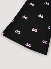 Süße, modische und elegante Mädchen-Schleifenprint Schlaghose, geeignet für Frühling, Sommer, Herbst und Winter, auch als sinnvolles Geschenk für Kinder geeignet