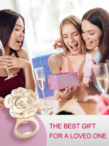 Personnalisé 7 noms, cadeau pour la mariée, ouvre-bouteille en or rose avec motif amour. Cadeaux de mariage pour les invités avec boîte d'emballage exquise. Cadeaux de fiançailles, anniversaires, souvenirs de fête, cadeaux pour les petites amies, généalogie, grands-mères, Saint-Valentin, Fête des mères