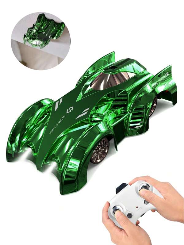 1 pieza Coche de juguete a control remoto que sube por las paredes, auto de acrobacias con rotación de 360°, con luces delanteras y traseras, recargable, apto para paredes lisas, cristal, pisos, juego de interior, regalo emocionante para niños y niñas de 3 a 12 años, Navidad, Halloween, Pascua