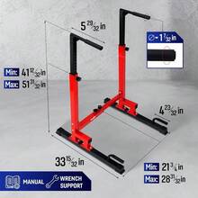 Dip Stand 500 LBS Capacity 80 Levels Adjustable Dip Bars Dip Station Hine For Home Gym - Red&Black - View 4