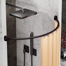 Dyhome Cần khoan, Thanh treo rèm tắm cong 33-78 inch, Chiều dài có thể điều chỉnh, Thanh treo rèm, Thanh treo, Thanh treo rèm tắm có thể điều chỉnh Thanh treo rèm tắm cong chống gỉ Thanh treo rèm tắm tròn cho phòng tắm, bồn tắm, buồng tắm, đồ trang trí phòng tắm bằng thép không gỉ - màu nâu - Xem 7