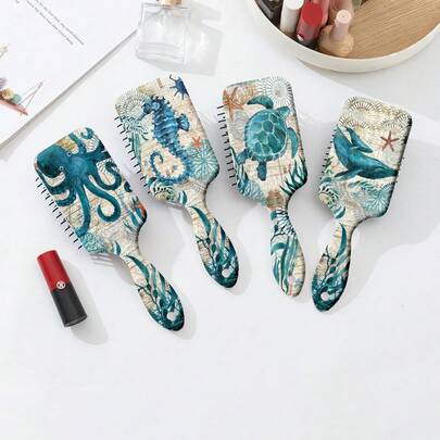 Cross-Border Bestseller Ocean Turtle Patterned Massaging Hair Brush, Airbag Brush, Hair Care Brush, Home Use, Comb Hair ,Hair Styling Tools Hair Accessories