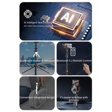 2-In-1 AI Face Tracking Gimbal & 70-Inch Extendable Bluetooth Selfie Stick. Stabilizer Tripod With 360° Adjustable Phone Holder, Suitable For Live Streaming And Photography