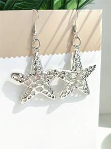 1 par de brincos punk vintage com design de estrela e estrela do mar para mulheres