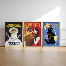 1/3pcs Cocktail Posters, Modern Bar Cart Art Print, Retro Cocktail Prints, Aperol Spritz Art, Martini Poster, Vermouth Poster, Cocktail Wall Art, Unframed / Framed ,Wall Art With Frame - Multicolor - View 14