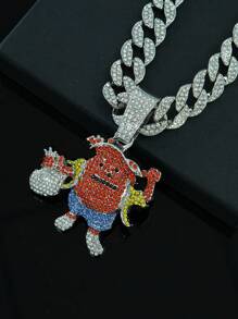 1pc Bling-Bling Hip-Hop Personalized Cartoon Expression Money Pendant Necklace, Fashionable And High-End Accessory For Both Men And Women