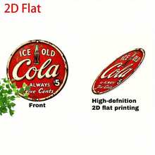 Vintage Cola Metal Sign - 20.32x20.32 Cm Round Aluminum Wall Art, Retro Ice-Cola Design, Rustic Decor For Home, Kitchen, Bar, Cafe, Garage, And Holiday Themes, Vintage Home Decor