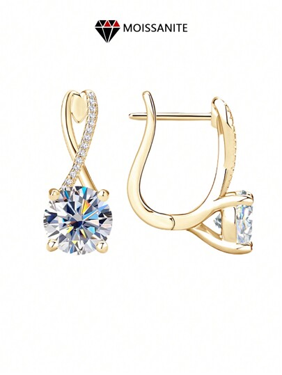 LOVESSOM Boucles d'oreilles en argent 925 de 2 carats * 2 Moissanite, cadeau rétro décontracté pour la fête des mères. Boucles d'oreilles pour hommes et femmes avec nœud papillon à quatre griffes, convient pour le mariage, la demande en mariage, les robes, la fête des mères, la fête des pères, Pâques, l'anniversaire, l'anniversaire.