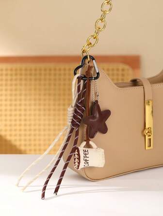 New Coffee Cup Fabric Decor Pendant, Cute Cartoon Backpack Charm, Fashionable Personalized Keychain, Saudi National Day Giveaway Item, Women Bag Accessory, Love Bag Amulet