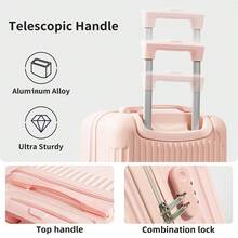 20 英寸行李箱套装，密码保护手提箱，耐用万向轮随身旅行箱，男女通用毕业包，适用于学校、学校配件、学校用品