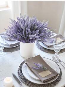 10pcs Artificial Lavender Flowers Bouquet, Purple Fake Plastic Lavender Flowers For Wedding Decor, Tabletop Centerpiece, DIY, Christmas, Spring Home Decor