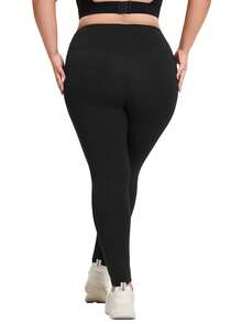 1pc Plus Size Tight Lifting Soft Quick-Dry Yoga Pants - Black - View 1