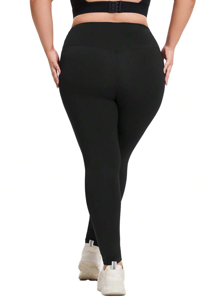 1pc Plus Size Tight Lifting Soft Quick-Dry Yoga Pants - Black - View 1