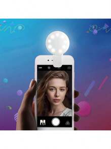 1 pièce 150 mAh Blanc/Rose/Bleu/Noir Anneau lumineux Selfie LED portable avec miroir, chargement USB, éclairage portable, lumière de beauté photo Halo, clip pour streaming en direct