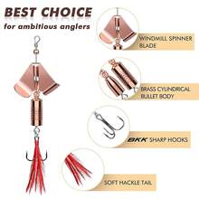 TRUSCEND Swimming Or Jigging Fishing Spinners With Two-Way Spinning Spoons System, Rooster Tail Fishing Lures With Flash Copper Body  Blade, Freshwater And Saltwater Blade Bait For Bass Walleye Trout - C-2.6in-0.17/0.32oz - View 3