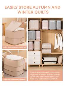 1pc Large Capacity Expandable Compression Storage Bag, Polyester Foldable Comforter Storage Bag With Zipper, Portable Collapsible Clothes Storage Box For Bedding, Blankets And Garments, Space-Saving Travel Packing Cube - Multicolor - View 12