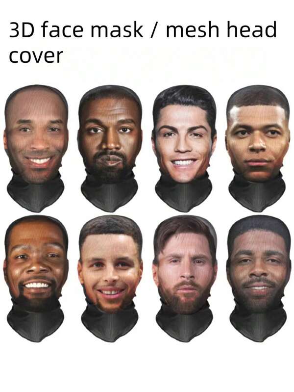 1 pièce Masque facial multifonction imprimé 3D à l'effigie drôle, cagoule pour l'extérieur, tour de cou pour hip-hop