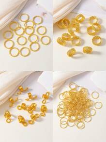 284 piezas Cuentas para el cabello para mujeres con trenzas, joyería para el cabello con rastas, accesorios para rastas, clips, abrazaderas, espirales y anillos de metal dorado para trenzar el cabello, decoración para la barba, accesorios elegantes para el cabello para niñas y mujeres, accesorios para vacaciones y bodas