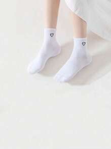 8 Paar Damen Knöchelsocken mit Herz Muster, schwarz/weiß/grau