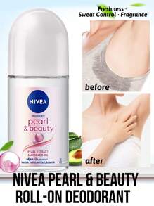 Nivea Pearl & Beauty 滚珠除臭剂，除臭，清新，芳香，滚珠设计，360° 滚珠，快干，温和，无刺激，控汗，48 小时保护，适合所有皮肤类型，敏感肌肤，日常使用，户外活动