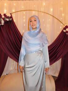 1pc Elegant & Versatile Women Scarf, Ink Painting Wave Gradient Shawl Hijab, Suitable For Sunshade, Daily Wearing, And Abaya - Ink Painting 068 - View 4