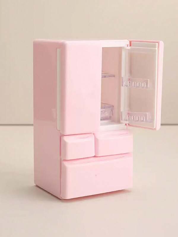 1pc Mini 1:12 Double Door Refrigerator Doll House Miniature Kitchen Playset Toy, Lifelike Fridge Decor, Creative Doll Accessory, Suitable For Miniature Scene, Perfect Gift For Christmas, Halloween And New Year
