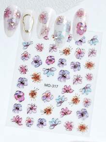 Bronzing Hydrangea Flower Nail Sticker Gold Foil Watercolor Flower Elegant Blossom Decals Adhesive Sliders Decorations Manicure