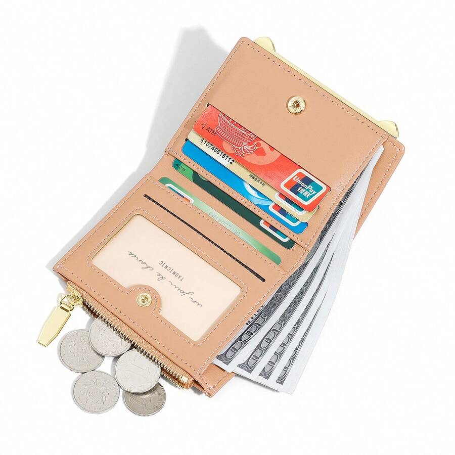 Korean Style INS Bi-Fold Zipper Women Wallet Multi-Card Slots Short Coin Purse Card Holder For Women Mini Wallet Purse Wallet Small Wallet Men Wallet Leather Cute Wallet Wallet - Green - View 1