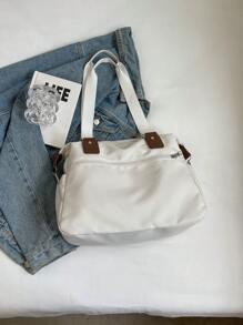 In 2025, The New Fashion Classic Joker Solid Color Large-Capacity Multi-Pocket Contrasting Hand Bill Of Lading Design Leisure Canvas Messenger Bag Is Suitable For Traveling On Campus.