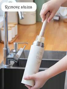 1pc Wood Handle Cup Brush, Long Handled Bottle Cleaning Brush, Kitchen Bottle & Cup Cleaning Tool