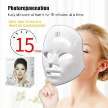 Elektrische Gesichtsmaske mit 7 Farb-LED, LED-Phototherapie-Schönheitsmaske, Hautverjüngung, Lifting, aufladbar mit 400mAh Akku