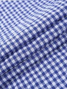 1 szt. męska koszula w kratę z 2025 r., luźna i uniwersalna bluzka, koreańska koszula w kratkę oversize, odpowiednia do dojazdów do pracy wiosną/jesienią i na co dzień, bluzka z długim rękawem - Niebieski i biały - Zobacz 7