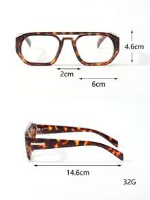 1pc Men's Retro Double Bridge Casual Street Style Non-Prescription Glasses, Versatile Daily Accessory - Clear - View 6