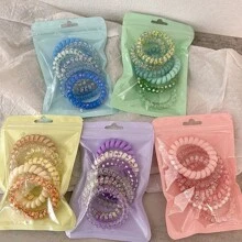 Serre-tête dégradé de couleurs sucrées comme des bonbons, série de couleurs, boucle de cheveux à cordon de téléphone pour femmes, haute élasticité et durabilité, sans laisser de trace en attachant les cheveux, bande élastique sans endommager la boucle de cheveux, convient pour la décoration de fête et les cadeaux de vacances. Rentrée scolaire