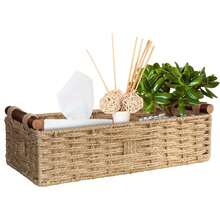 1 Round Paper Rope Storage Basket With Handle, Decorative Storage Box Organizer, Used As A Toilet Paper Basket On Top Of The Bathroom Cistern, Small Basket, Christmas Tree Themed Tray,Shower Organizer,Bathroom Accessories,Tissue Box Holder