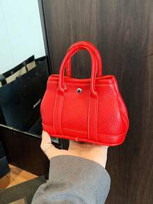 1pc Fashionable High-End Solid Color Small Handbag For Girl, Stylish Mini Bucket Bag, High-End Simple Texture, Versatile Handbag Messenger Bag, Sweet And Cute Style, Can Be Carried By Hand Or Across The Body, Suitable For Going Out Shopping, Daily Use, Multiple Pockets And Large Capacity, It Is A Good Choice For Gifts - Fashionable Sweet Handbag - View 14