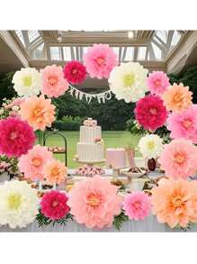 5 pièces/Set Kit de décoration de fleurs en papier colorées de carnaval, fleurs en papier multicolores pour créations géantes en papier. Convient pour mariage, anniversaire, baby shower, fête, Nouvel An, décoration de fenêtre, toile de fond intérieure/extérieure, décoration murale de photomaton, centres de table de mariage
