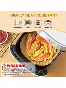 25/50/100/200 piezas - Forros de papel desechables para freidora de aire, forros cuadrados para freidora de aire (se ajustan a 2-8 cuartos), papel de hornear antiadherente, apto para freír, hornear, cocinar, asar y microondas, a prueba de aceite, sin bandeja - Accesorios de cocina