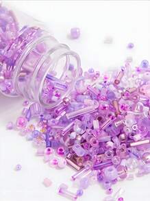 Aproximadamente 500 piezas de 10 g de cuentas de vidrio plateadas de colores mixtos - Kit de cuentas de tubo multicolor DIY para hacer joyas y decorar ropa, suministros para manualidades