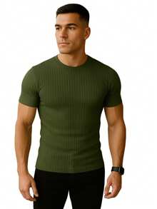 Men's 100% Ribbed T-Shirt - Verde militar - Ver 2