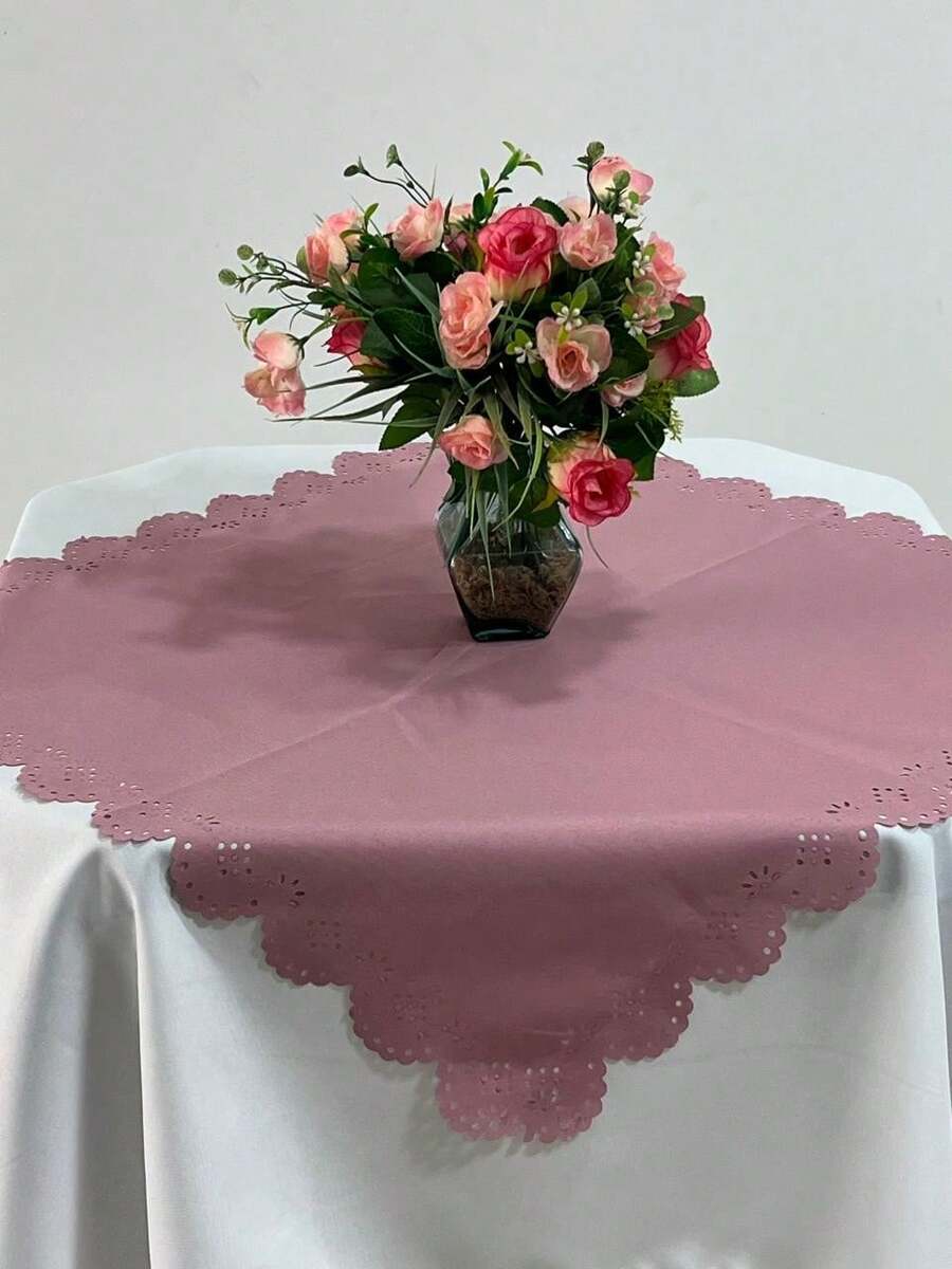 Lace Tea Towel / Stain Resistant Oxford Fabric 70cm X 70cm - Màu hồng gỉ - Xem 1