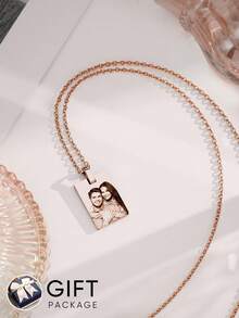 1pc Custom Photo Necklace, Personalized Engraved Necklace, Custom Necklace For Mom, Anniversary Gift, Valentine Gift, Birthday Gift, Wedding Gift, Mother's Day Gift, Best Friend Gift, Gift For Mom, Gift For Girlfriend, Gift For Her, Gift For Wife