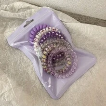 Serre-tête dégradé de couleurs sucrées comme des bonbons, série de couleurs, boucle de cheveux à cordon de téléphone pour femmes, haute élasticité et durabilité, sans laisser de trace en attachant les cheveux, bande élastique sans endommager la boucle de cheveux, convient pour la décoration de fête et les cadeaux de vacances. Rentrée scolaire